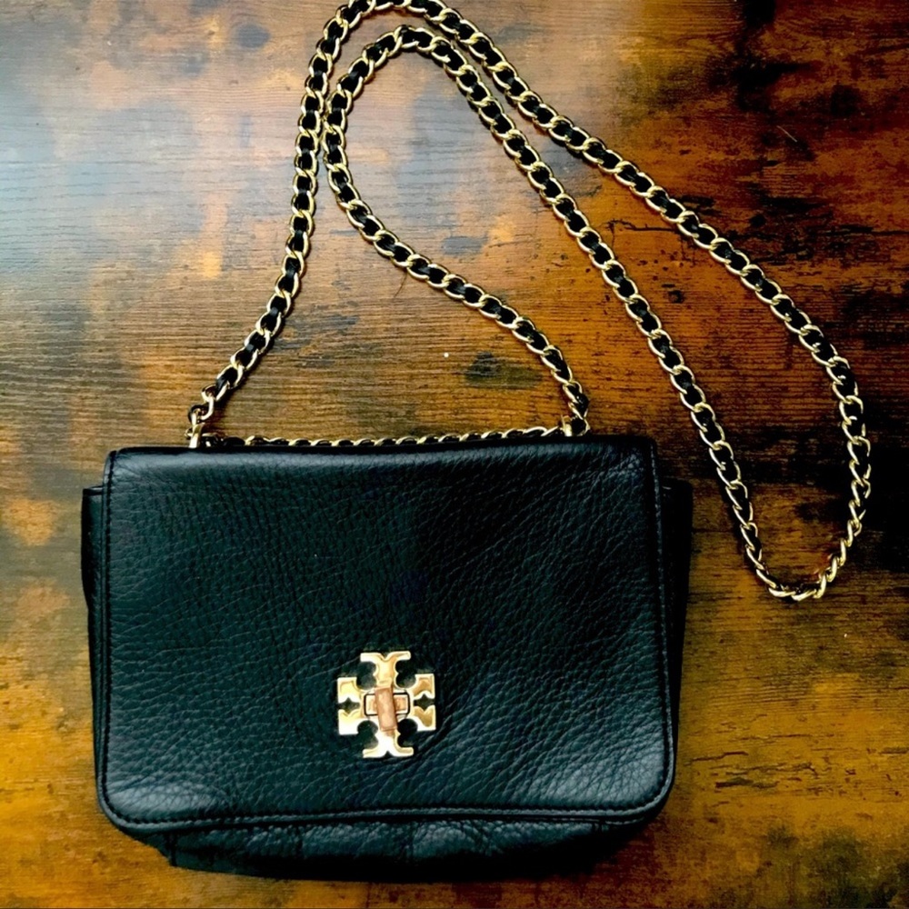 Tory Burch black and gold chain crossbody
